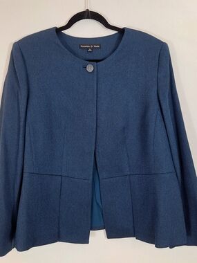 Preston & York Women's Blue Collarless Tailored Jacket